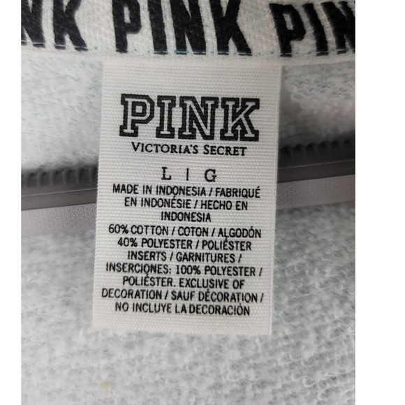 Victoria Secret Pink Turquoise White Pullover Hooded Athletic Sweatshirt L - Picture 6 of 6